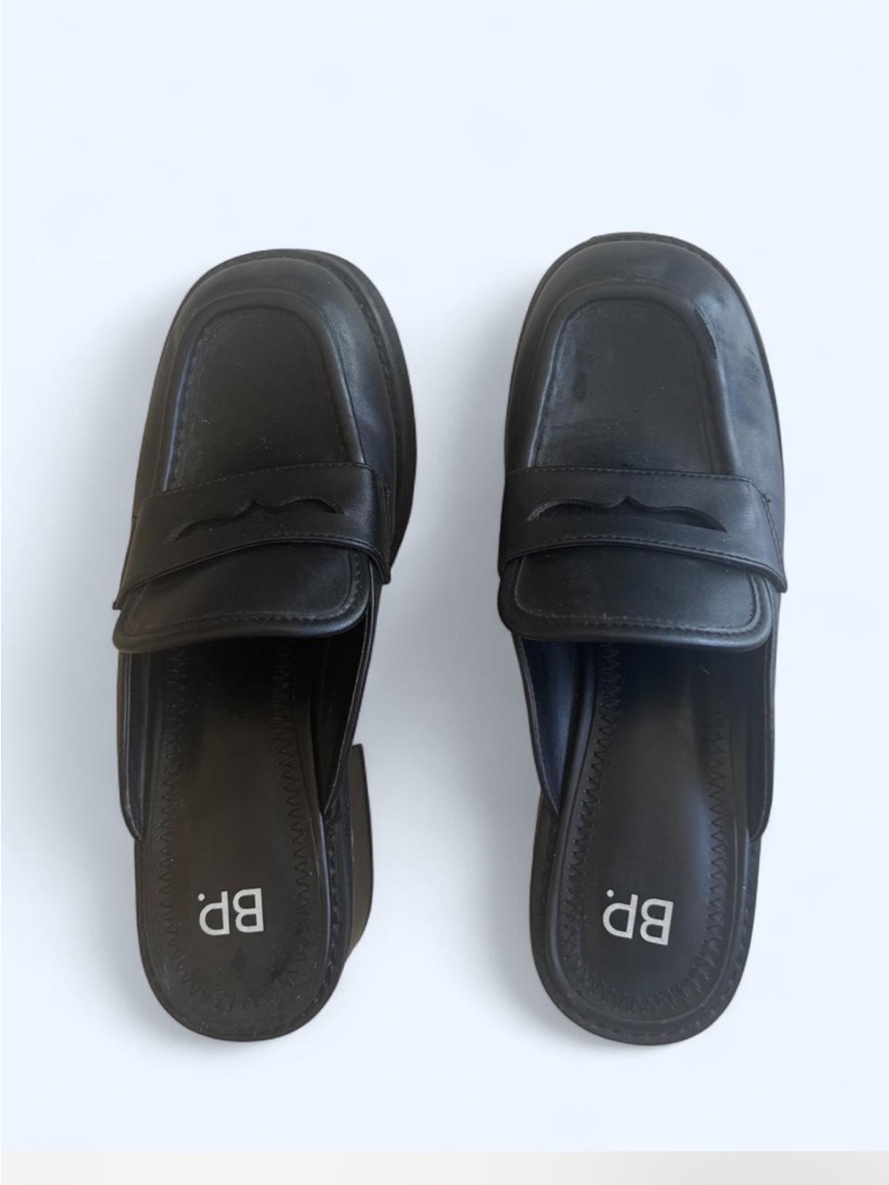 BP Black Leather Slip-On Loafers